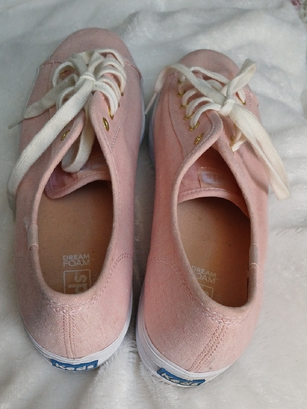 Keds Pink Canvas Lace-Up Sneakers with Cream Laces
